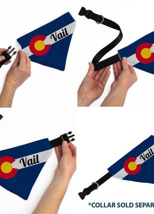 Pet Bandana - Colorado VAIL Flag Blue/White/Red/Yellow