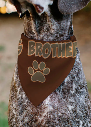Pet Bandana - BIG BROTHER Text and Paw Browns