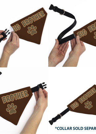 Pet Bandana - BIG BROTHER Text and Paw Browns