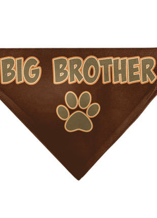 Pet Bandana - BIG BROTHER Text and Paw Browns