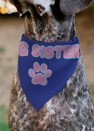 Pet Bandana - BIG SISTER Text and Paw Blues/Lavender