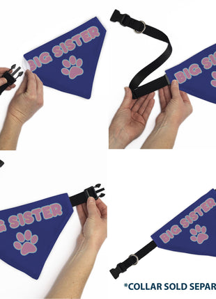 Pet Bandana - BIG SISTER Text and Paw Blues/Lavender