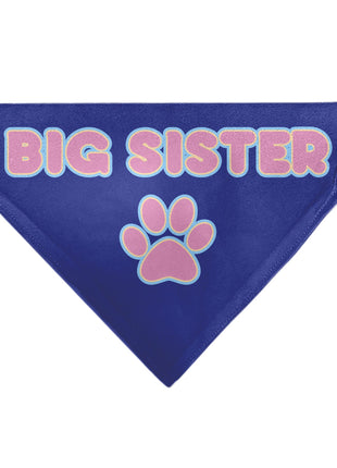 Pet Bandana - BIG SISTER Text and Paw Blues/Lavender