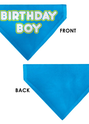 Pet Bandana - BIRTHDAY BOY Text Blue/Yellow/White