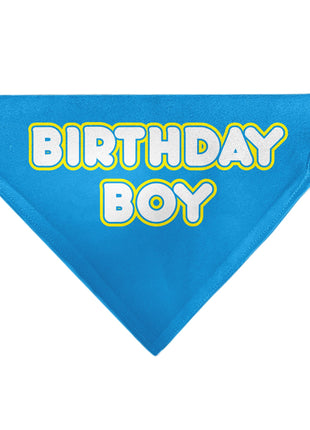 Pet Bandana - BIRTHDAY BOY Text Blue/Yellow/White