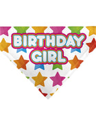 Pet Bandana - BIRTHDAY GIRL Text and Stars White/Multi Color
