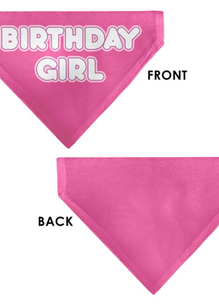 Pet Bandana - BIRTHDAY GIRL Text Pinks/White
