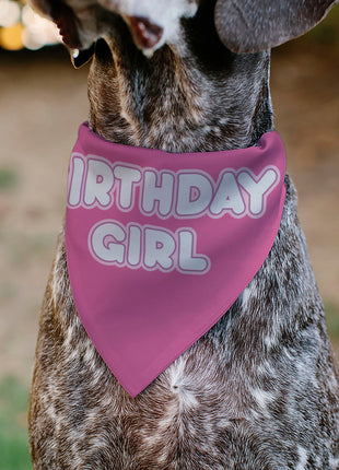 Pet Bandana - BIRTHDAY GIRL Text Pinks/White