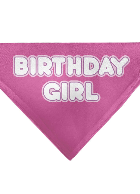 Pet Bandana - BIRTHDAY GIRL Text Pinks/White