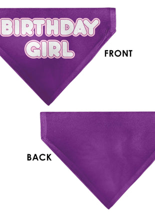 Pet Bandana - BIRTHDAY GIRL Text Purples/White