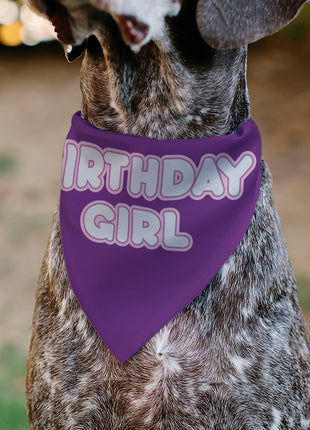 Pet Bandana - BIRTHDAY GIRL Text Purples/White