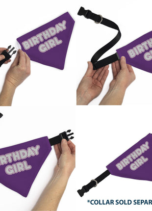 Pet Bandana - BIRTHDAY GIRL Text Purples/White