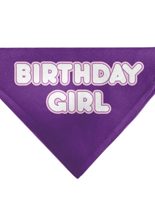 Pet Bandana - BIRTHDAY GIRL Text Purples/White