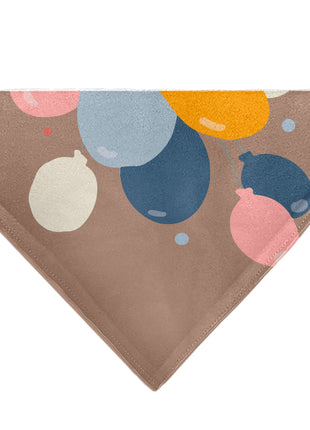 Pet Bandana - HAPPY BIRTHDAY Text and Balloons Tan/Multi Color
