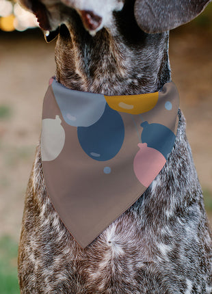 Pet Bandana - HAPPY BIRTHDAY Text and Balloons Tan/Multi Color