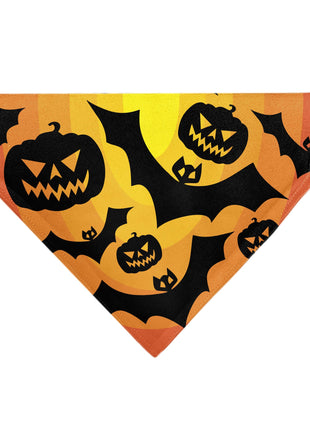 Pet Bandana - Halloween Bats and Jack-O-Lanterns Pumpkins Orange/Black