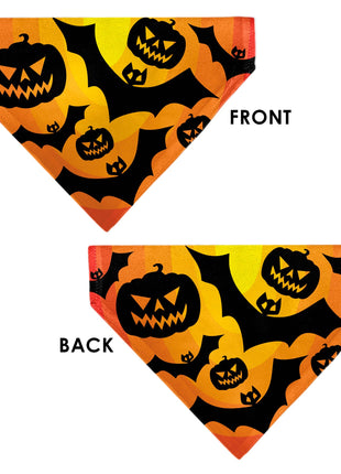 Pet Bandana - Halloween Bats and Jack-O-Lanterns Pumpkins Orange/Black