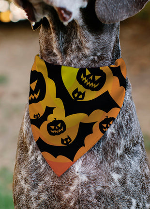 Pet Bandana - Halloween Bats and Jack-O-Lanterns Pumpkins Orange/Black