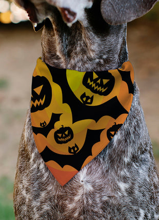 Pet Bandana - Halloween Bats and Jack-O-Lanterns Pumpkins Orange/Black