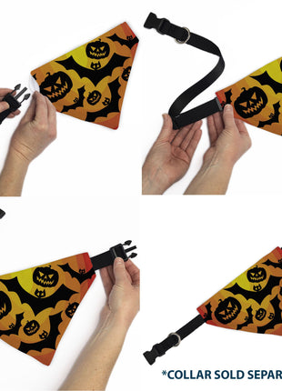 Pet Bandana - Halloween Bats and Jack-O-Lanterns Pumpkins Orange/Black