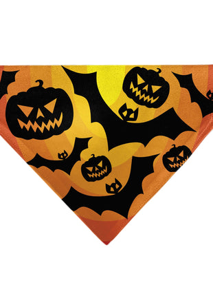 Pet Bandana - Halloween Bats and Jack-O-Lanterns Pumpkins Orange/Black