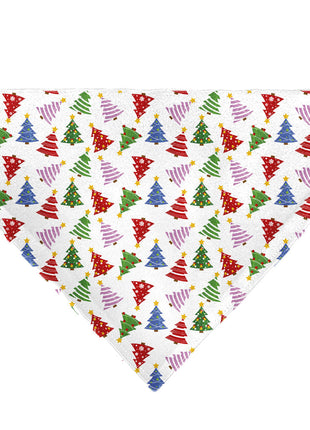 Pet Bandana - Holiday Decorated Christmas Trees Collage White/Multi Color