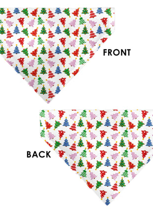 Pet Bandana - Holiday Decorated Christmas Trees Collage White/Multi Color