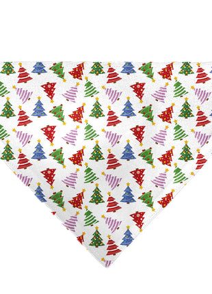 Pet Bandana - Holiday Decorated Christmas Trees Collage White/Multi Color