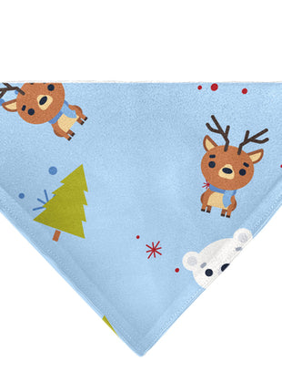 Pet Bandana - Holiday Winter Animals and Christmas Trees Collage Baby Blue