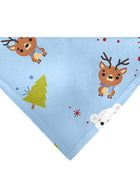 Pet Bandana - Holiday Winter Animals and Christmas Trees Collage Baby Blue