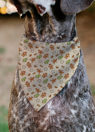 Pet Bandana - Holiday Decorated Gingerbread Cookies Collage Tan