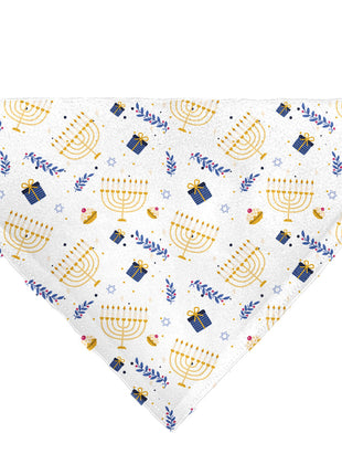 Pet Bandana - Holiday Hanukkah Menorah and Gifts Collage White