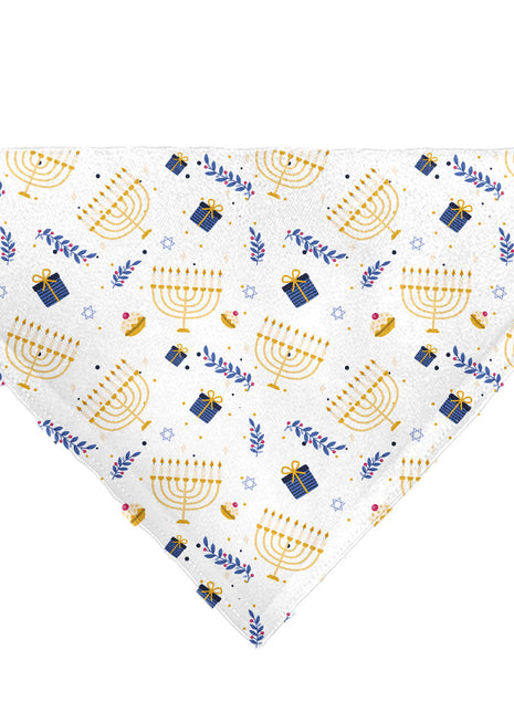 Pet Bandana - Holiday Hanukkah Menorah and Gifts Collage White