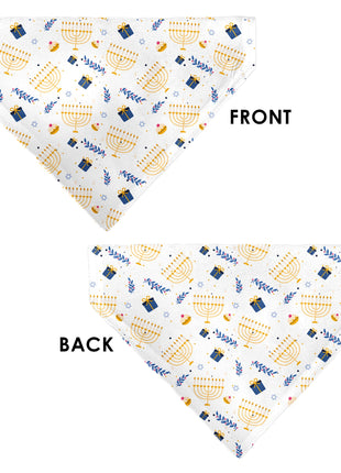 Pet Bandana - Holiday Hanukkah Menorah and Gifts Collage White