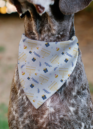 Pet Bandana - Holiday Hanukkah Menorah and Gifts Collage White