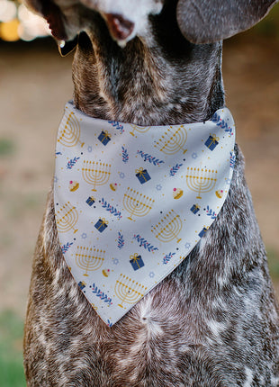 Pet Bandana - Holiday Hanukkah Menorah and Gifts Collage White