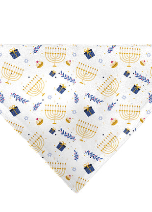 Pet Bandana - Holiday Hanukkah Menorah and Gifts Collage White