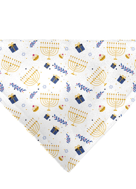 Pet Bandana - Holiday Hanukkah Menorah and Gifts Collage White