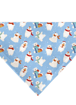 Pet Bandana - Holiday Polar Bear Poses Baby Blue