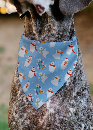 Pet Bandana - Holiday Polar Bear Poses Baby Blue