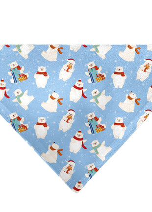 Pet Bandana - Holiday Polar Bear Poses Baby Blue