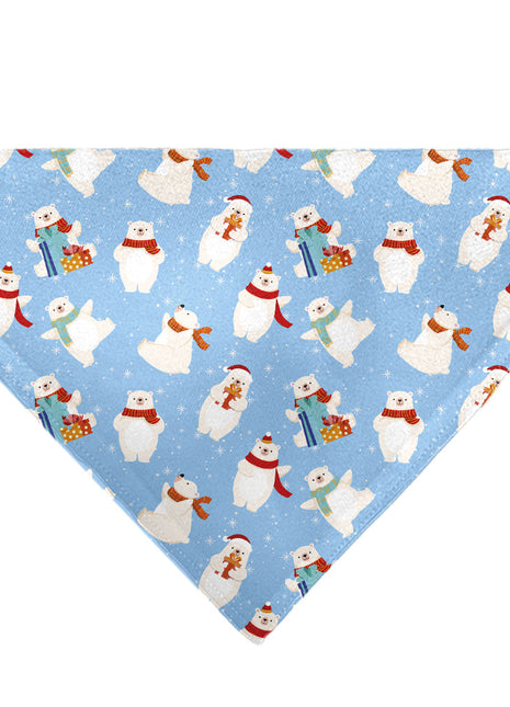 Pet Bandana - Holiday Polar Bear Poses Baby Blue