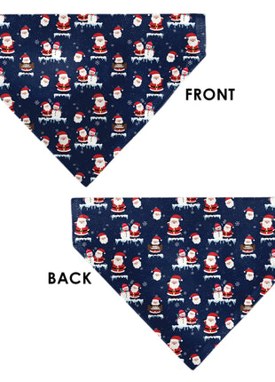 Pet Bandana - Holiday Santa and Snowman Collage Navy