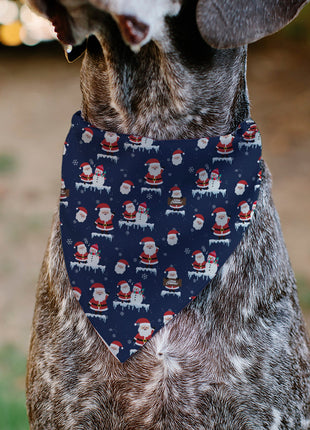 Pet Bandana - Holiday Santa and Snowman Collage Navy