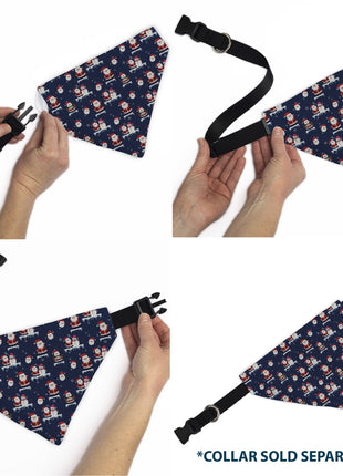 Pet Bandana - Holiday Santa and Snowman Collage Navy