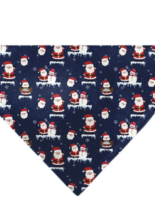 Pet Bandana - Holiday Santa and Snowman Collage Navy