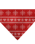 Pet Bandana - Holiday Sweater Stitch Hearts and Snowflakes Red/White