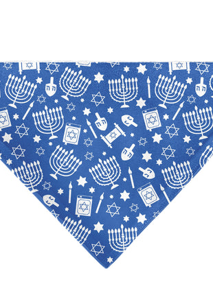 Pet Bandana - Hanukkah Holiday Symbols Blue/White