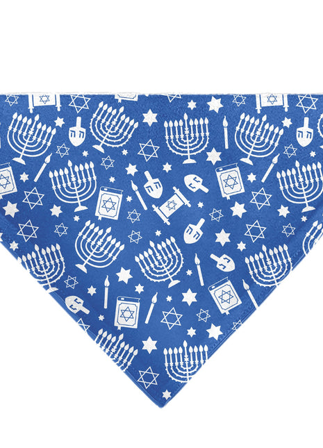 Pet Bandana - Hanukkah Holiday Symbols Blue/White