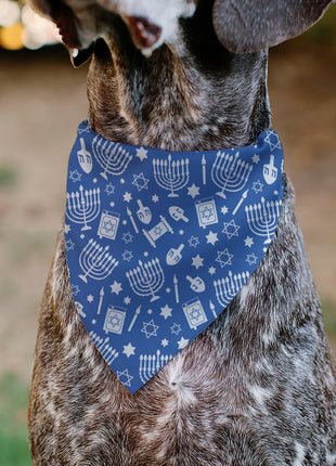 Pet Bandana - Hanukkah Holiday Symbols Blue/White
